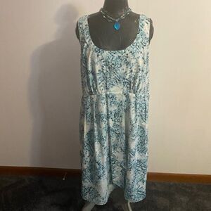 Jessica Simpson Green/White/Blue Faux wrap pleated halter dress, size 18W